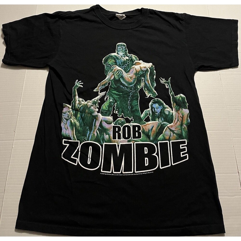 Vintage 2009 Rob Zombie Frankenstein Shirt Anvil Tag Spookshow Deluxe Men's M